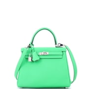 Kelly Handbag Vert Comics Togo with Palladium Hardware 25 By Rebag