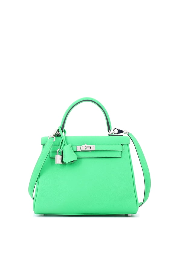 Kelly Handbag Vert Comics Togo with Palladium Hardware 25 By Rebag