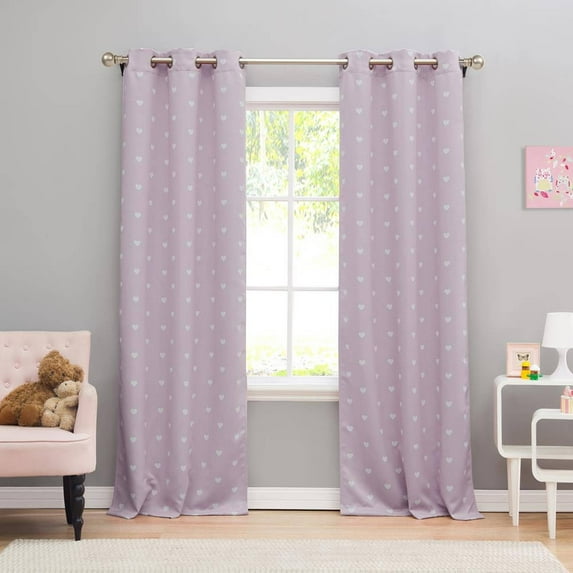 Kelly Heart Print Blackout Grommet Panel Pair in 84" in L by Lala & Bash