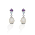 thumbnail image 1 of Kelly Herd Women's Amethyst And Topaz Teardrop Pearl Earrings Purple One Size, 1 of 1