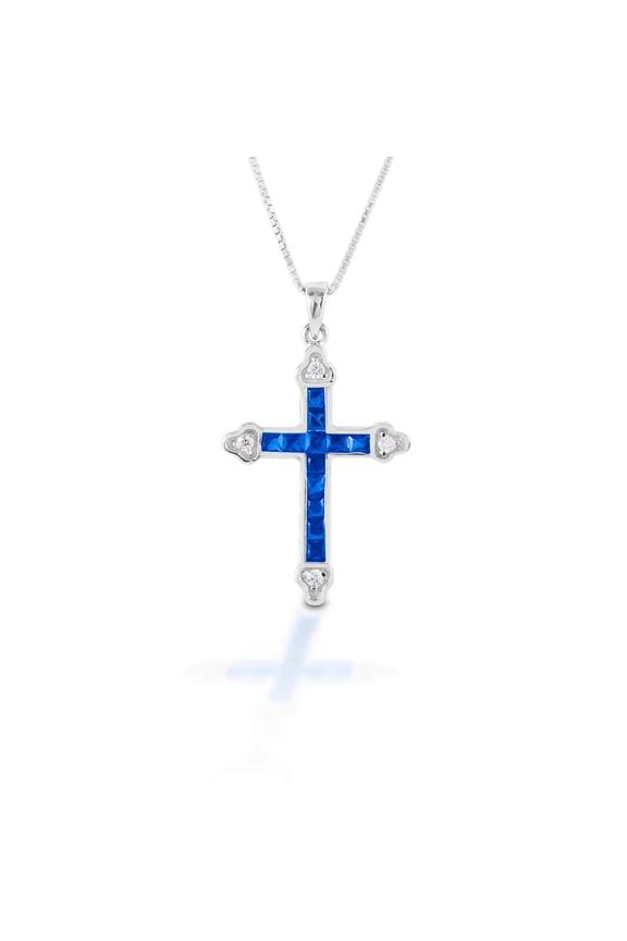 Blue Cross Necklace - Sterling Silver