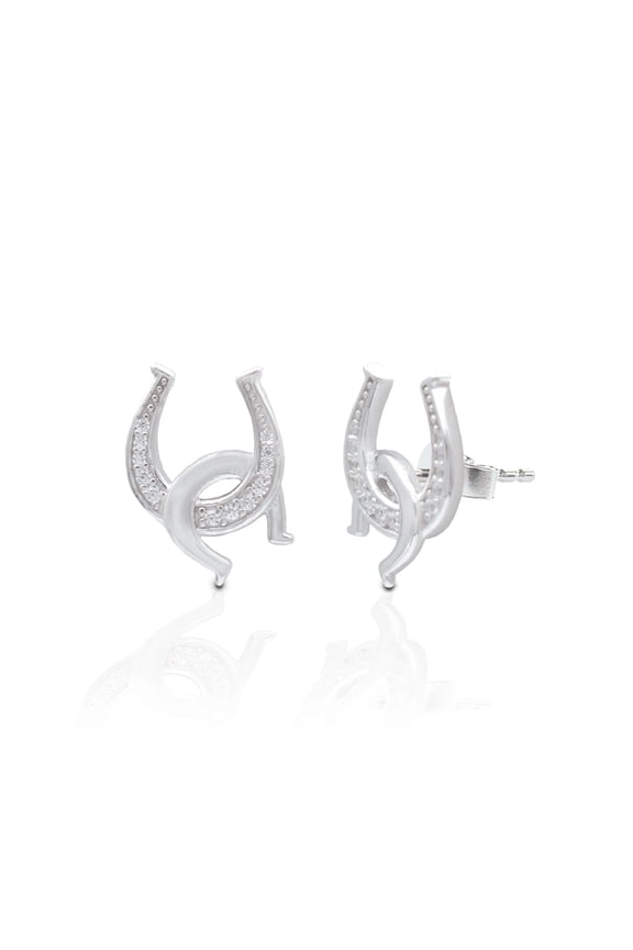 Women's Silver Interlocked Double Horseshoe Stud Earrings - S2JER One Size