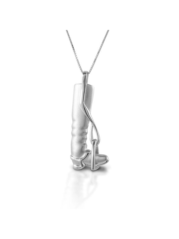 Large Tall Boot Stirrup Necklace - Sterling Silver