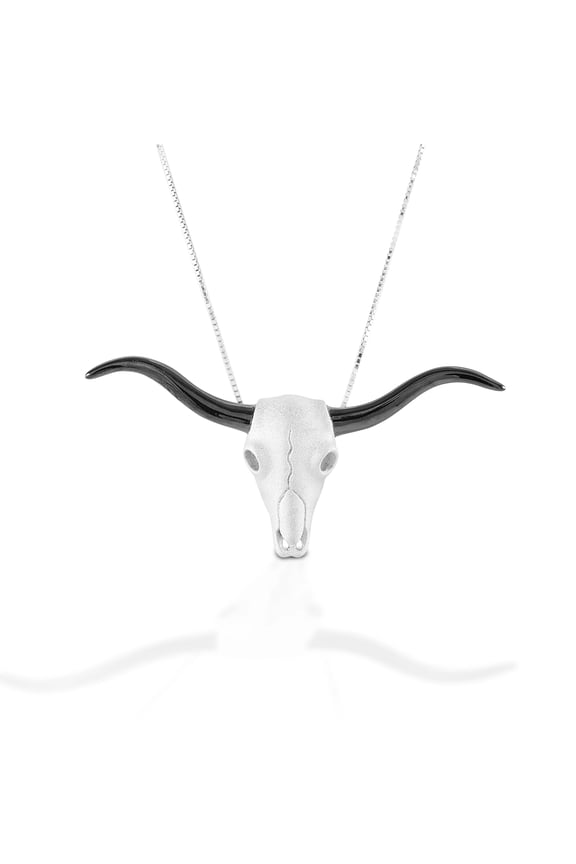Longhorn Skull Necklace - Sterling Silver