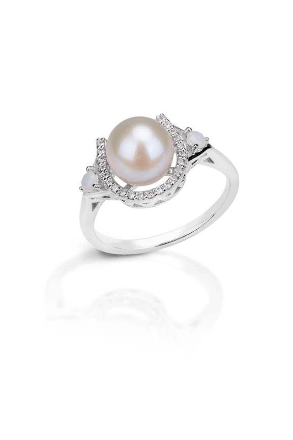 Pearl Horseshoe Ring - Sterling Silver
