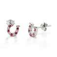 thumbnail image 1 of Kelly Herd Red  Clear Horseshoe Earrings - Sterling Silver, 1 of 1