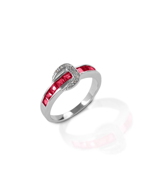 Small Red Contemporary Buckle Ring