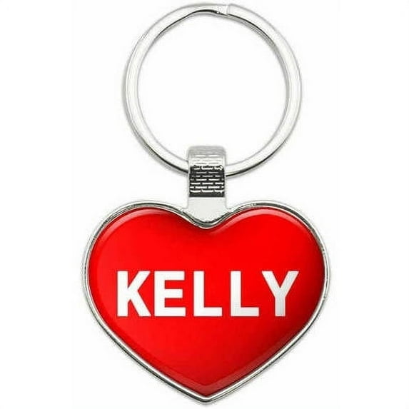 Kelly - Names Male Metal Heart Keychain Key Chain Ring, Multiple Colors Available