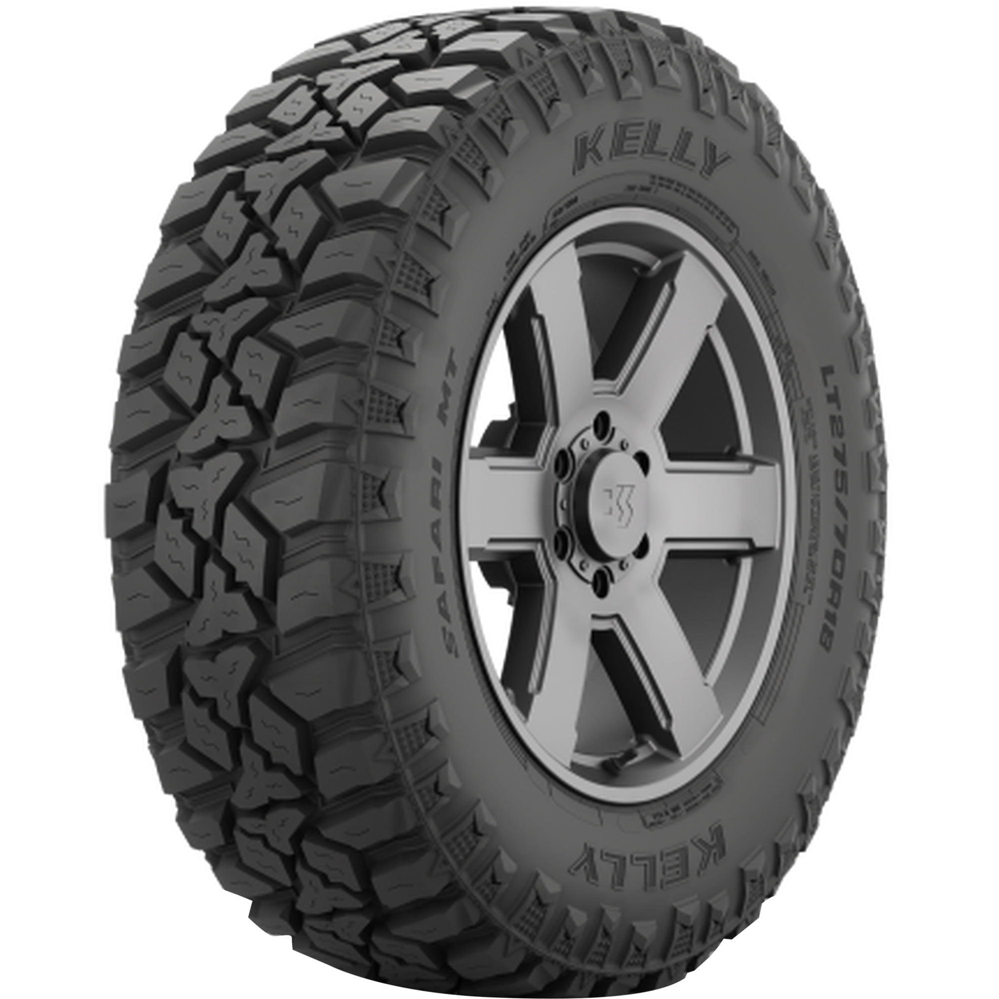 Kelly Safari MT Mud Terrain Tire, LT 275/70R18 Load E 10 Ply, All