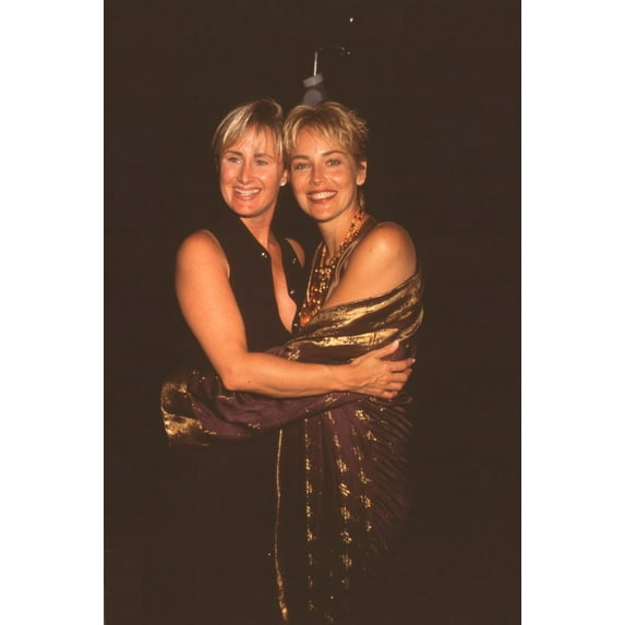 Kelly Stone In Black Dress Hugging Sharon Stone In Gold Outfit At Instyle Magazine Party Photo Print (16 x 20) - Item # CPA3227