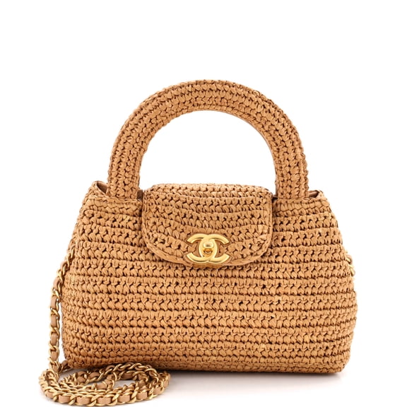 Kelly Top Handle Shopping Bag Braided Raffia Mini By Rebag