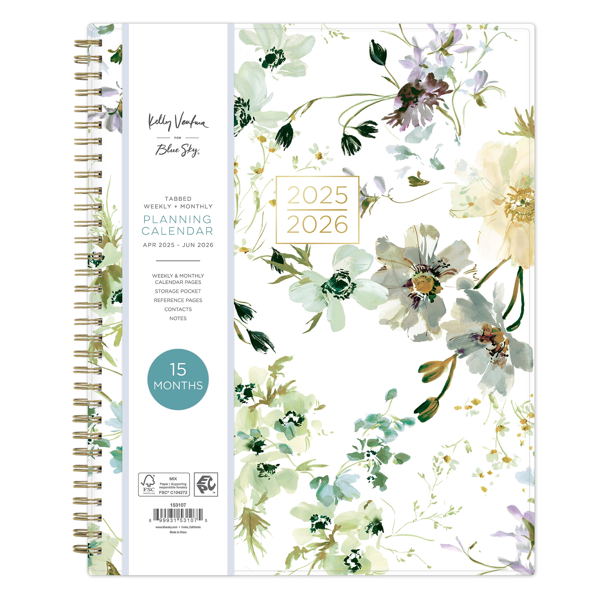 Kelly Ventura for Blue Sky Monthly Weekly (8.5" x 11") Peach Blue 15-Month (April 2025 - June 2026)