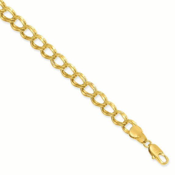 Kelly Waters Gold-plated 6.5mm Double Link Charm 8.25 inch Bracelet Q-KW491-8.25