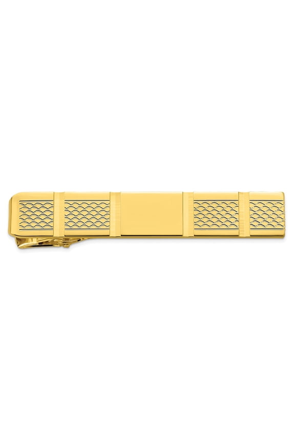 Gold-plated Facet Cut Patterned Tie Bar