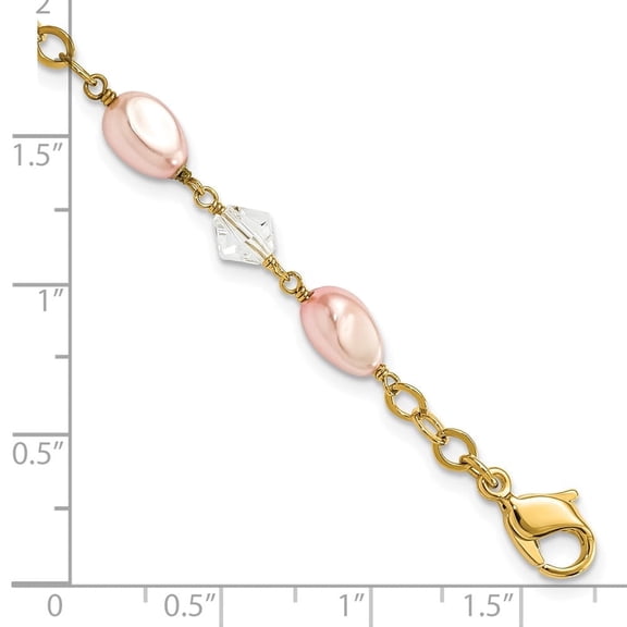Finest Gold Kelly Waters Gold-Plated Pink Simulated Pearl & Crystal Bracelet