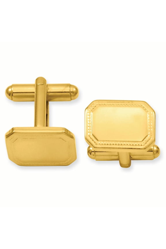 Kelly Waters Gold-plated Polished Rectangle Engravable Cuff Links KW597