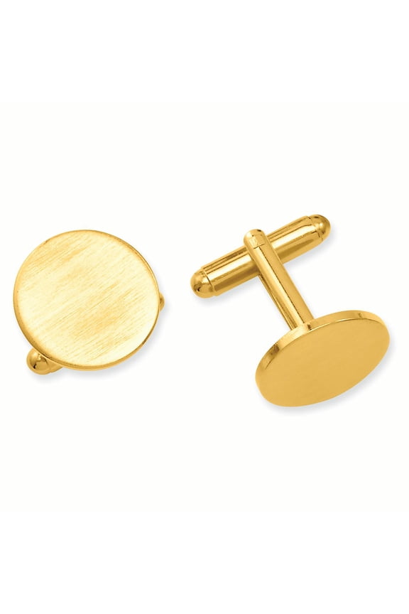 Kelly Waters Gold-plated Satin Round Engravable Cuff Links GP3780