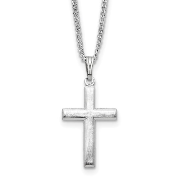 Kelly Waters Rhodium-plated Medium Polished Cross 18 inch Necklace Q-KW400-18