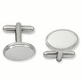 thumbnail image 1 of Kelly Waters Rhodium-plated Polished Beaded Oval Engravable Cuff Links KW605, 1 of 2