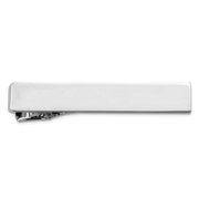 Solid Engravable front only Rhodium Plated Polished Tie Bar 53x9mm Wide Tie Clip for Men