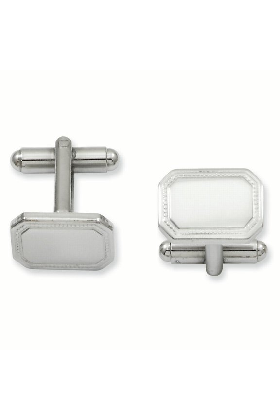 Kelly Waters Rhodium-plated Polished Rectangle Engravable Cuff Links KW600