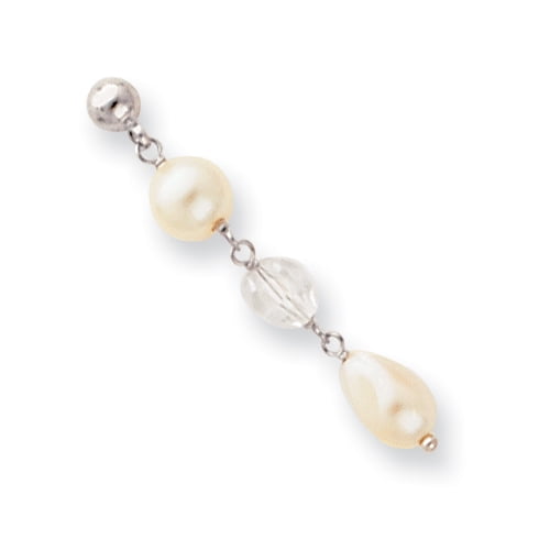 Kelly Waters Rhodium-plated White Simulated Pearl and Crystal Drop Earrings