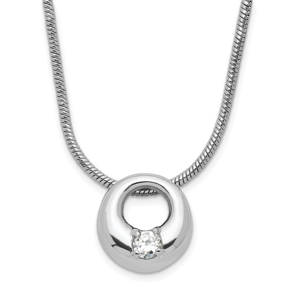 Kelly Waters  Silver-tone Rhodium-plated Open Circle CZ Necklace