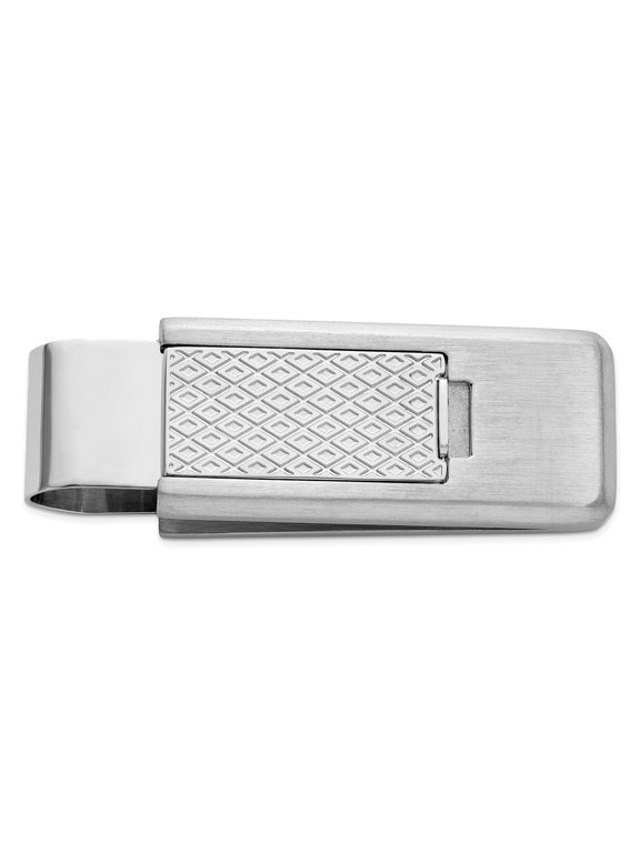 Stainless Steel Diamond Patterned Flip Money Clip
