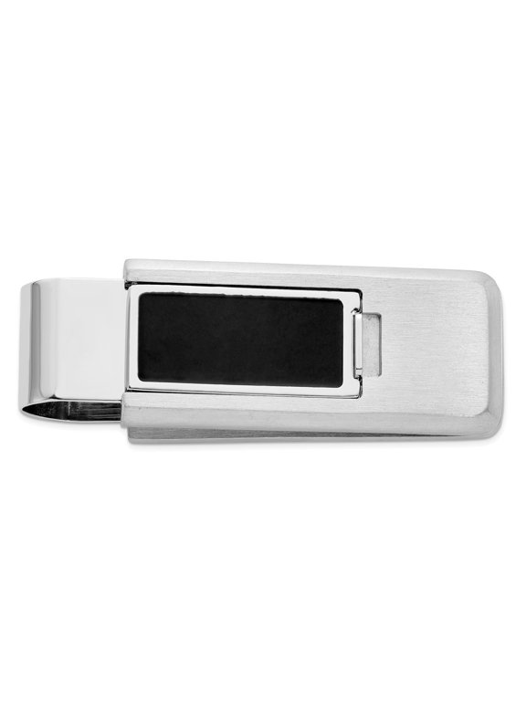 Stainless Steel with Black Resin Flip Money Clip
