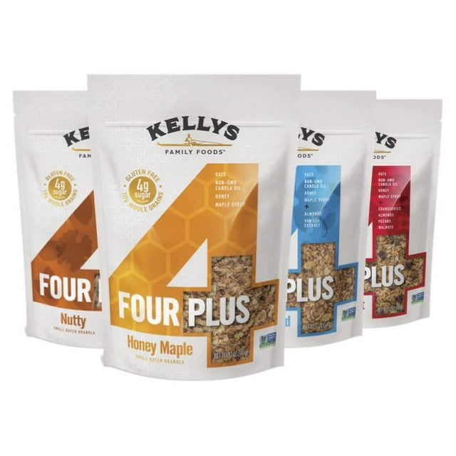 Kelly's Four Plus Granola (Variety Pack) Healthy Granola Cereal with