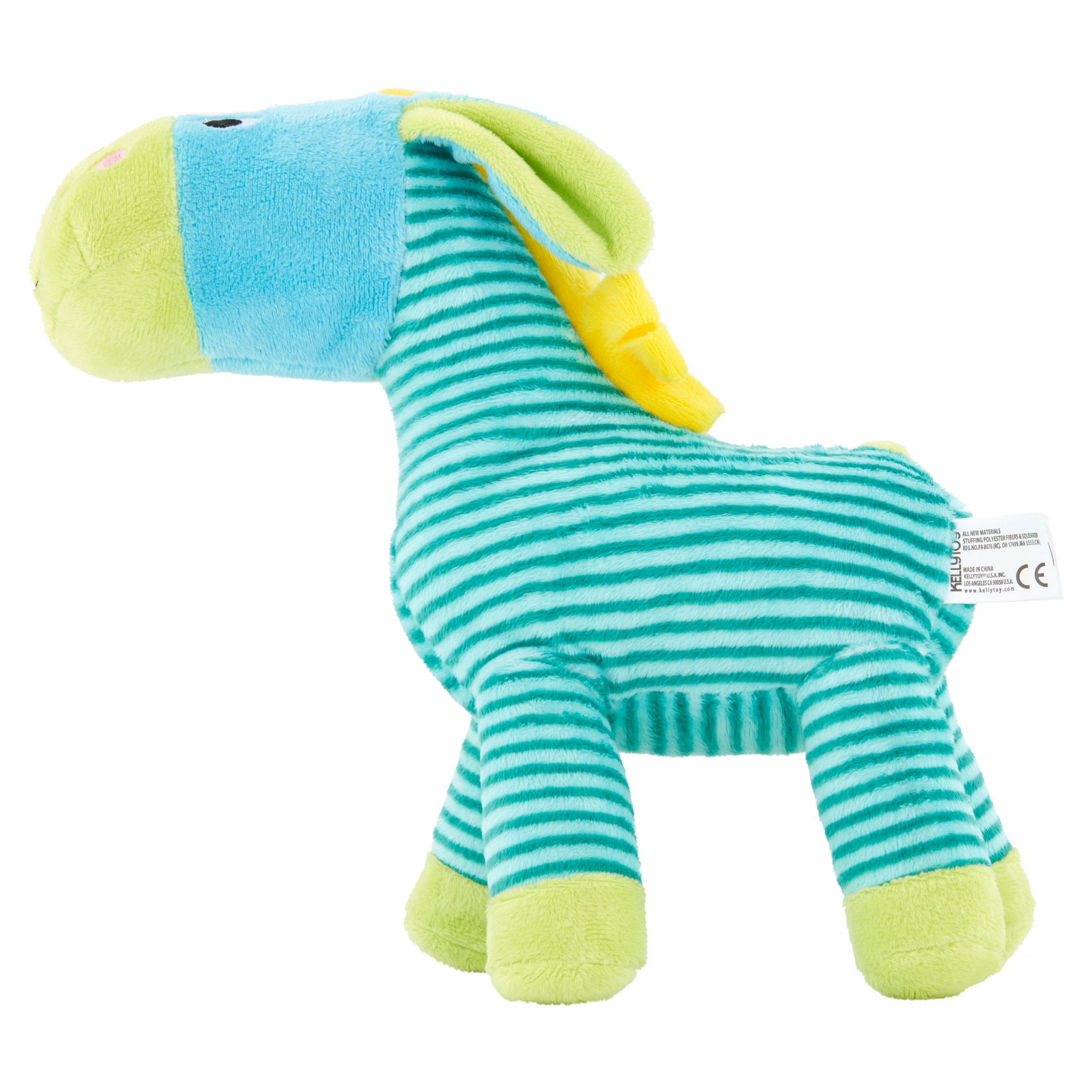 Kellytoy Wags & Purrs Pet Collection 11" Zebra w/ Squeaker Pet Toy