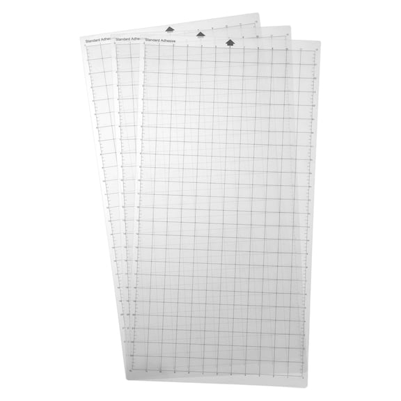 Kelmuvira 12x24 Inches Transparent Adhesive Cutting Mat with Measuring Grid for Craft Plotter Machines, 3 Pack