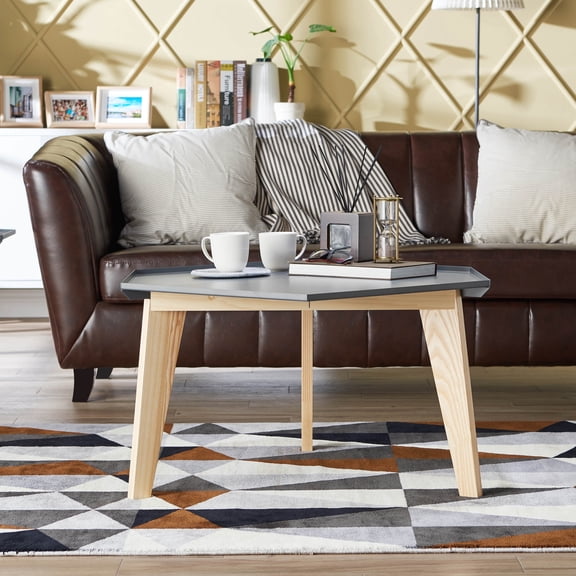 Keln Geometric Metal Tray-Top Coffee Table, Gray