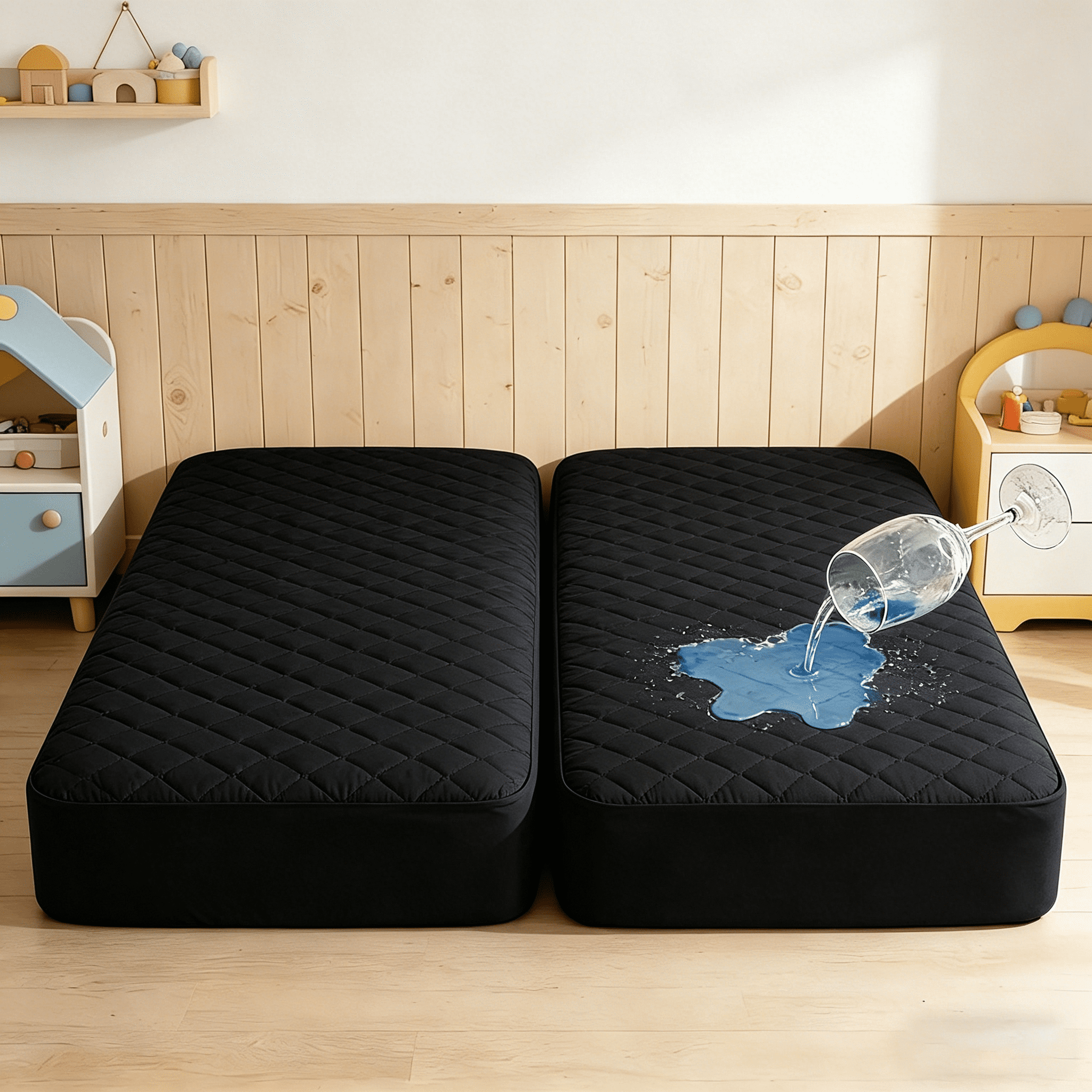 Kelnaro 2 Pack 24x38 Inch Black Waterproof Crib Mattress Protector – Quilted, Soft, Deep Pocket Toddler Mattress Cover