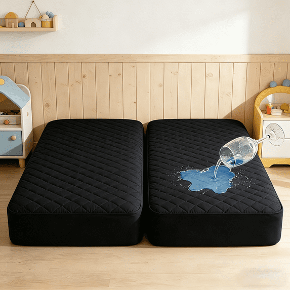 Kelnaro 2 Pack 24x38 Inch Black Waterproof Crib Mattress Protector – Quilted, Soft, Deep Pocket Toddler Mattress Cover