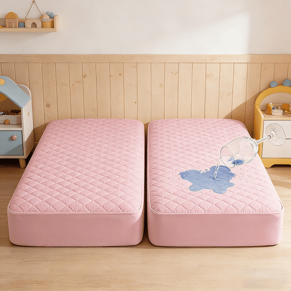 Kelnaro 2 Pack 24x38 Inch Pink Waterproof Crib Mattress Protector – Quilted, Soft, Deep Pocket Toddler Mattress Cover