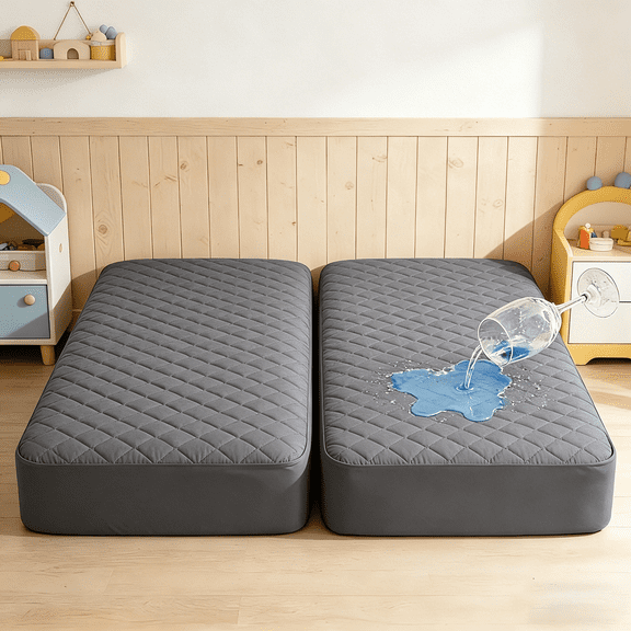Kelnaro 2 Pack 24x38 Inch Smoke Grey Waterproof Crib Mattress Protector – Quilted, Soft, Deep Pocket Toddler Mattress Cover