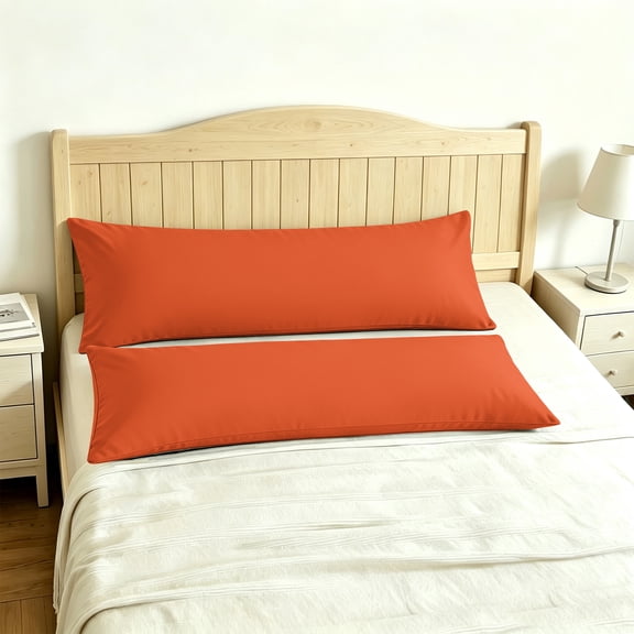 Kelnaro 2 Pack Microfiber Body Pillowcase 20x54 Inches, Envelope Closure Wrinkle Resistant Soft Body Pillow Cover All Season, Brunt Orange