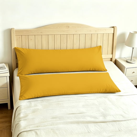Kelnaro 2 Pack Microfiber Body Pillowcase 20x54 Inches, Envelope Closure Wrinkle Resistant Soft Body Pillow Cover All Season, Ginger Yellow