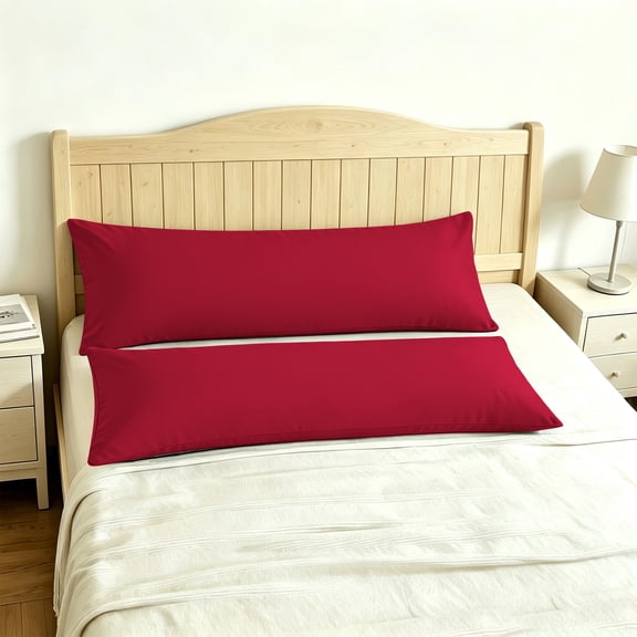 Kelnaro 2 Pack Microfiber Body Pillowcase 20x54 Inches, Envelope Closure Wrinkle Resistant Soft Body Pillow Cover All Season, Wine Red