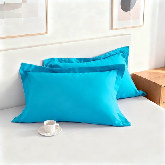 Kelnaro 2 Pack Microfiber Pillow Shams - Ultra Soft Breathable 20"x30" Sham Covers with Envelope Closure - Queen Size - Blue