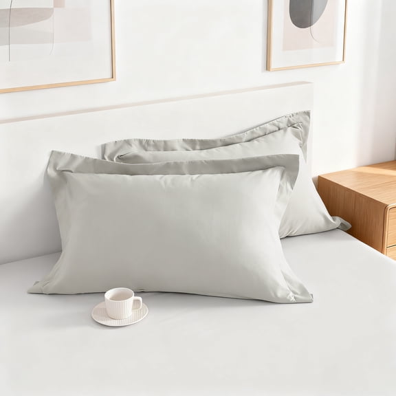 Kelnaro 2 Pack Microfiber Pillow Shams - Ultra Soft Breathable 20"x36" Sham Covers with Envelope Closure - King Size - Light Grey