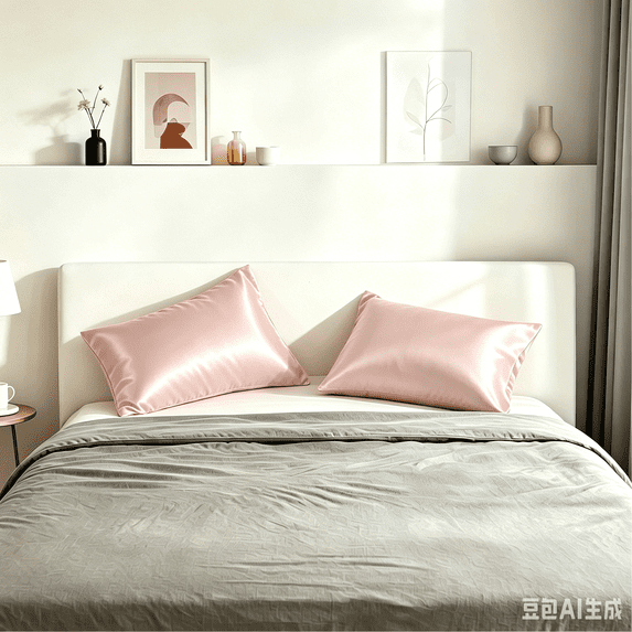 Kelnaro 2 Pack Satin Pillowcases Queen Size 20"x30", Ultra Silky Soft Breathable Pillow Cases, Hair & Skin Friendly, Light Pink