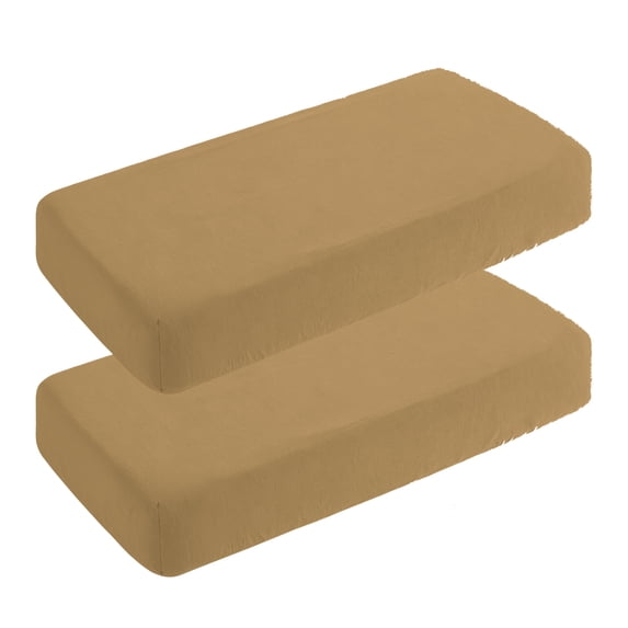 Kelnaro 2 Pieces Double-layer Muslin Cotton Fitted Sheets, Ultra Soft and Breathable Crib Sheets, 28x52 Inches, Brown