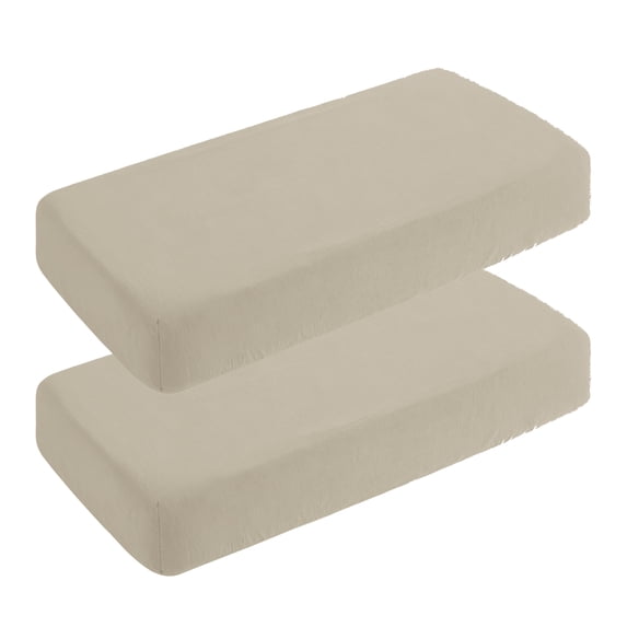 Kelnaro 2 Pieces Double-layer Muslin Cotton Fitted Sheets, Ultra Soft and Breathable Crib Sheets, 28x52 Inches, Khaki