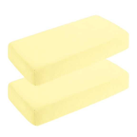 Kelnaro 2 Pieces Double-layer Muslin Cotton Fitted Sheets, Ultra Soft and Breathable Mini Crib Sheets, 24x38 Inches, Light Yellow