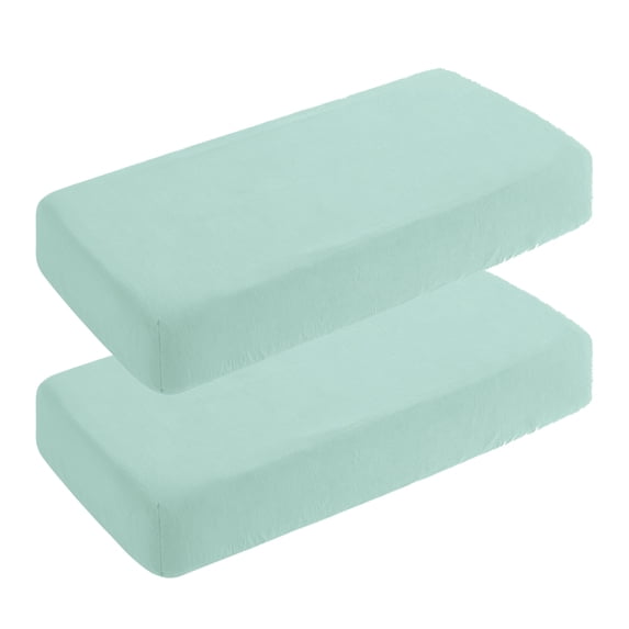 Kelnaro 2 Pieces Double-layer Muslin Cotton Fitted Sheets, Ultra Soft and Breathable Mini Crib Sheets, 24x38 Inches, Mint Green