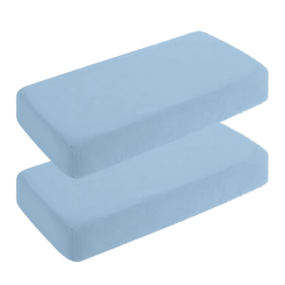 Kelnaro 2 Pieces Double-layer Muslin Cotton Fitted Sheets, Ultra Soft and Breathable Mini Crib Sheets, 24x38 Inches, Sky Blue