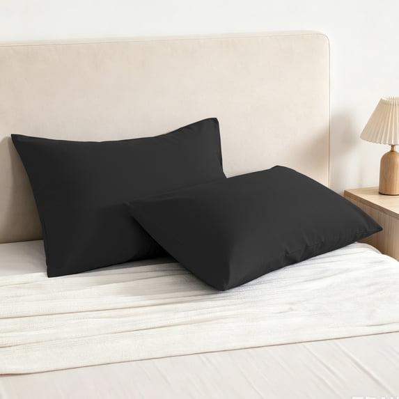 Kelnaro Black Standard Pillowcases 20x26 Inch, 2 Pack 100% Pure Cotton Envelope Ultra Soft Hypoallergenic Pillow Cases