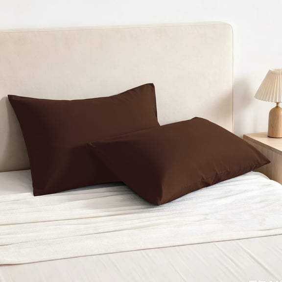 Kelnaro Brown Standard Pillowcases 20x26 Inch, 2 Pack 100% Pure Cotton Envelope Ultra Soft Hypoallergenic Pillow Cases